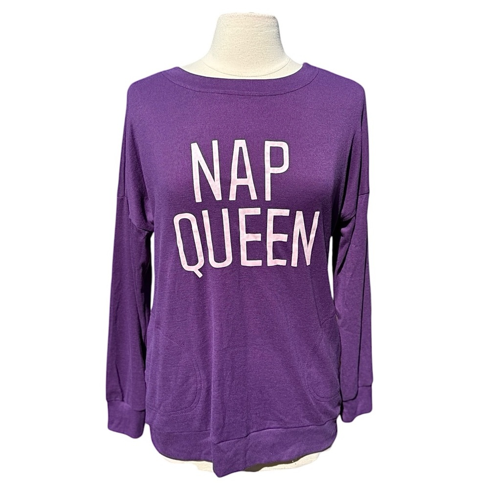 Nap Queen Purple Boutique Long Sleeve Lounge Top Size Small NWT